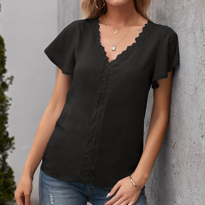 Col en V, style décontracté, ample et creux, pour femme