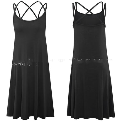 Nouvelle robe sexy décontractée à bretelles de couleur unie