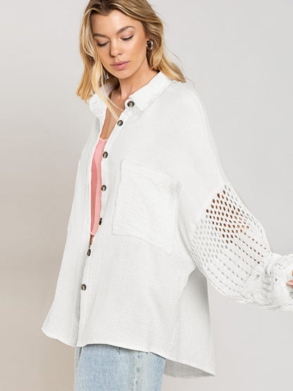 Chemise en crêpe à coutures en dentelle pour femme
