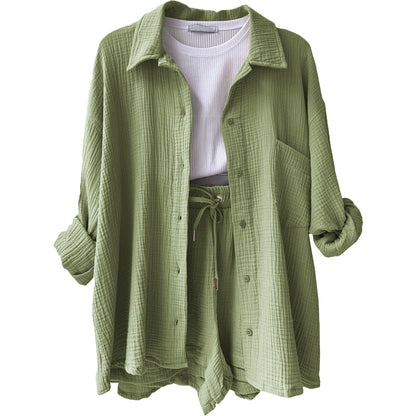 Ensemble chemise à manches longues et short décontracté