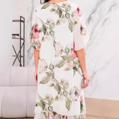 Robe ample à col rond pour femme avec imprimé luxueux